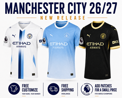 Combo Manchester City 3 Jerseys 26/27 for $89.90 Free Shipping Worldwide