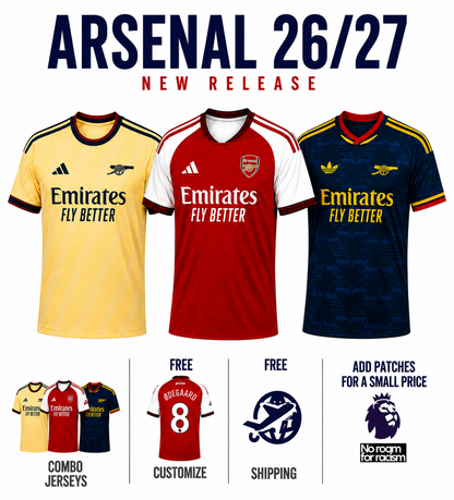 Combo Arsenal 3 Jerseys 26/27 for $89.90 Free Shipping Worldwide